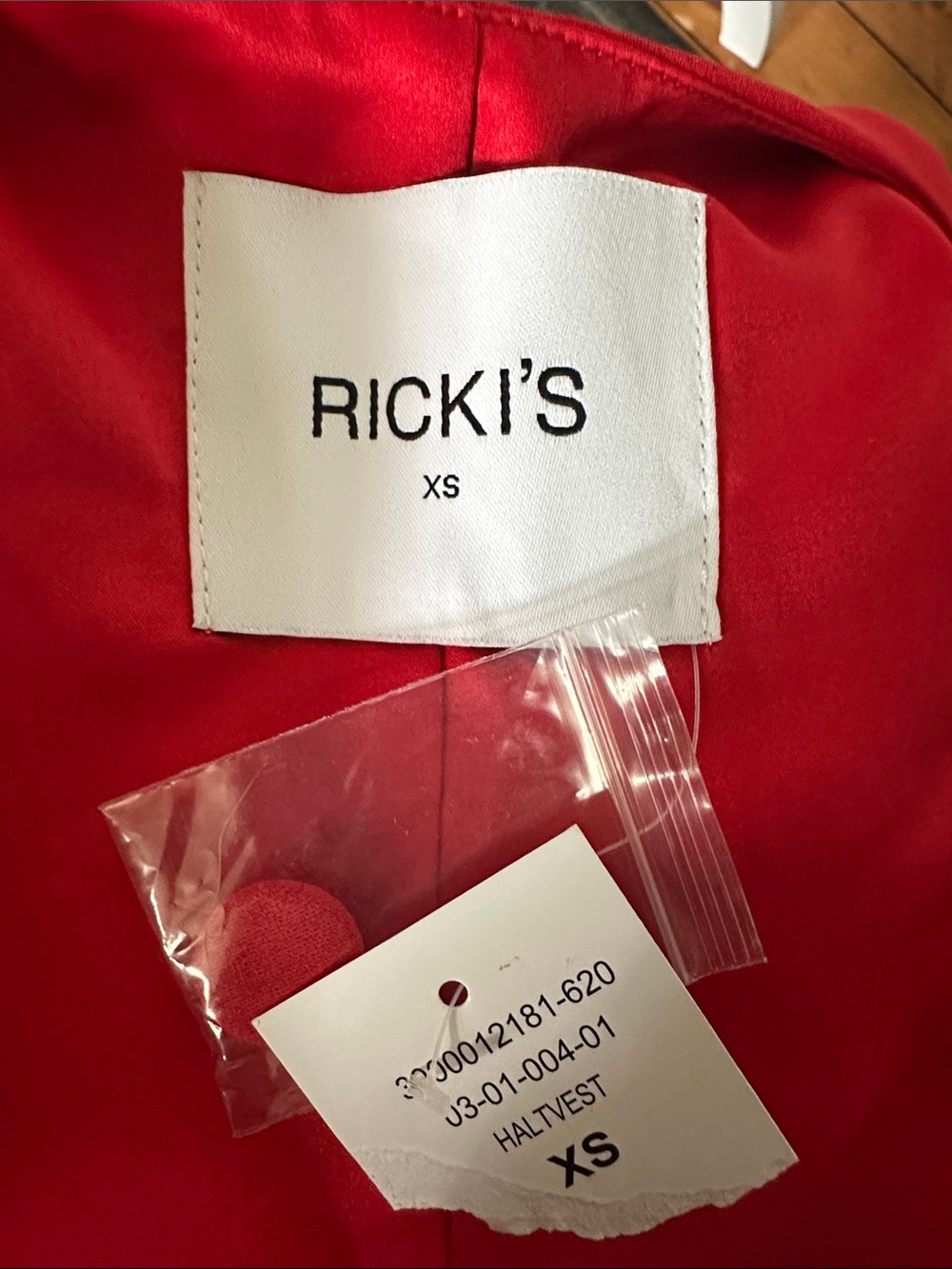 NWT RICKI’S Vibrant Red Button Up Vneck Preppy Academia Twee Skater Vest XS - Picture 4 of 6
